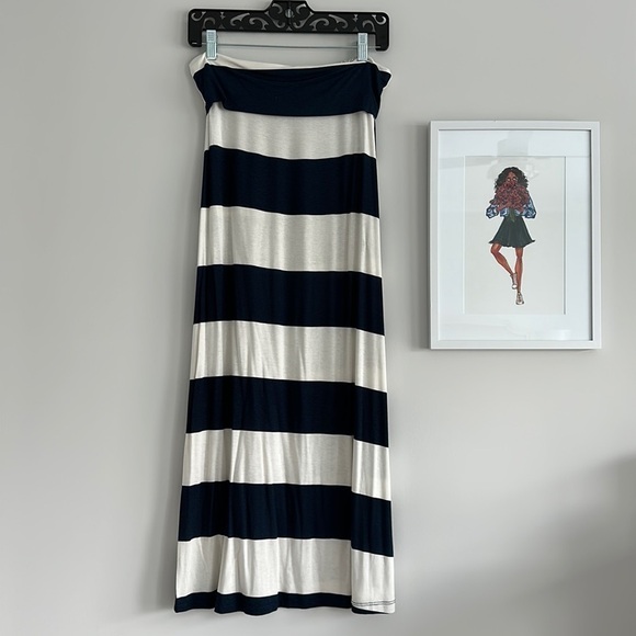Rue 21 Navy and White Maxi Skirt Sz M - Picture 1 of 4